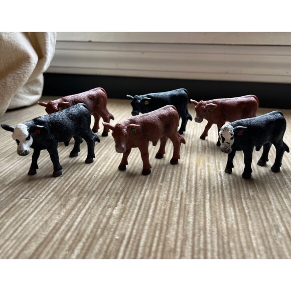 Little Busters Toys Set Of 6 Cows Lot Nice Condition Red, Green, Yellow Tags - Picture 3 of 5